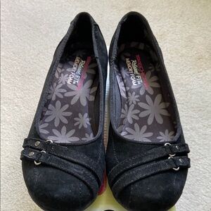 Skechers Black Suede Flats w/ Memory Foam